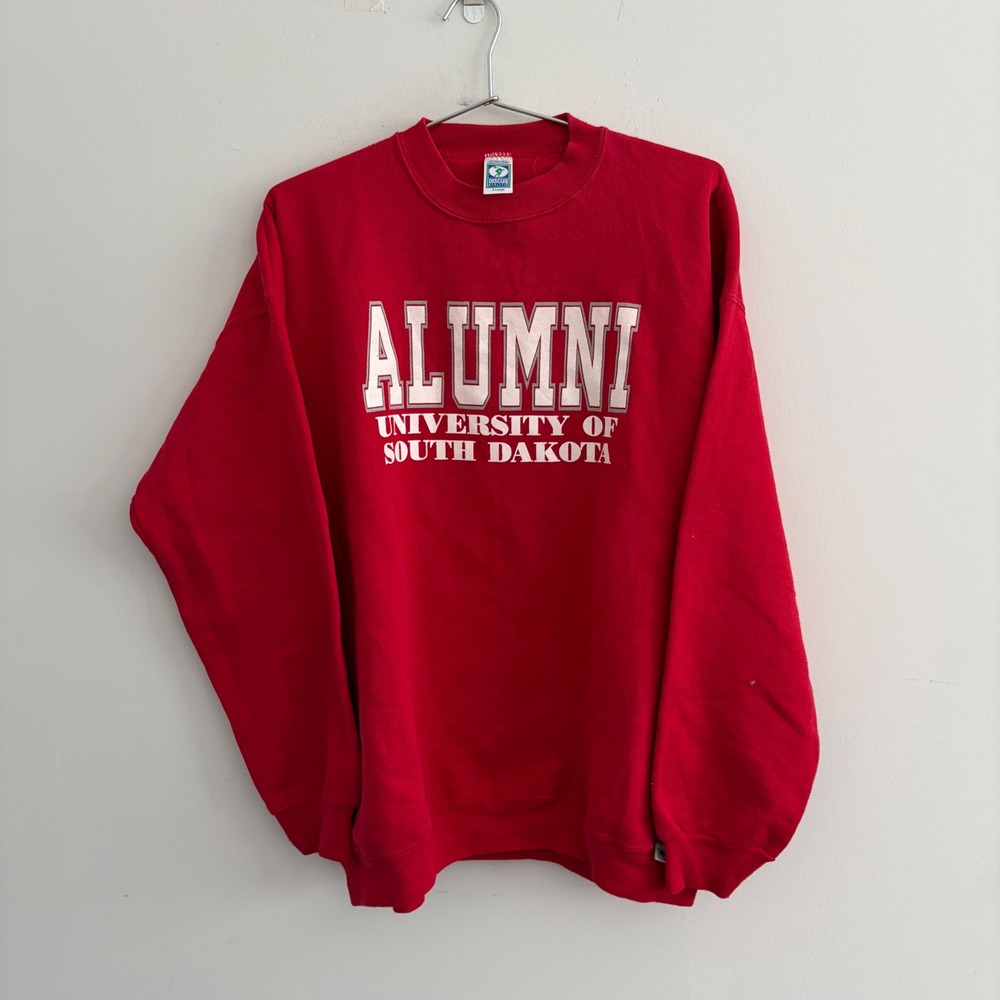 Vintage Discus Athletic University of South Dakota Alumni Sweatshirt Red XL